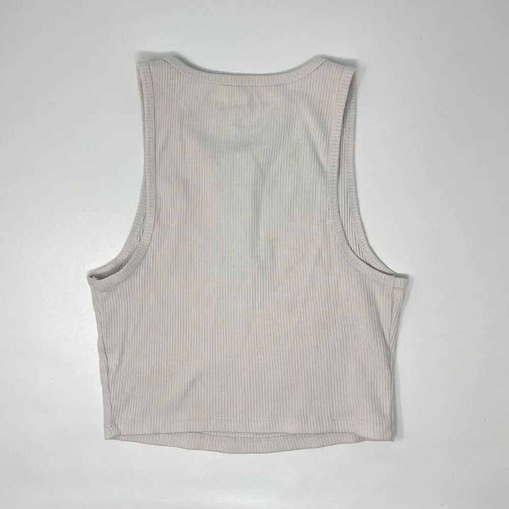 Aeropostale Y2K Ribbed Knit Henley Cropped Tank Top Lot of 2 Stretch Size Medium - Picture 3 of 9